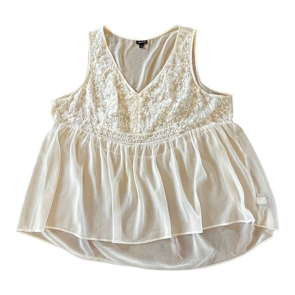 Torrid Cream Lace Babydoll Peplum Top Size 3 / 3X Boho Romantic